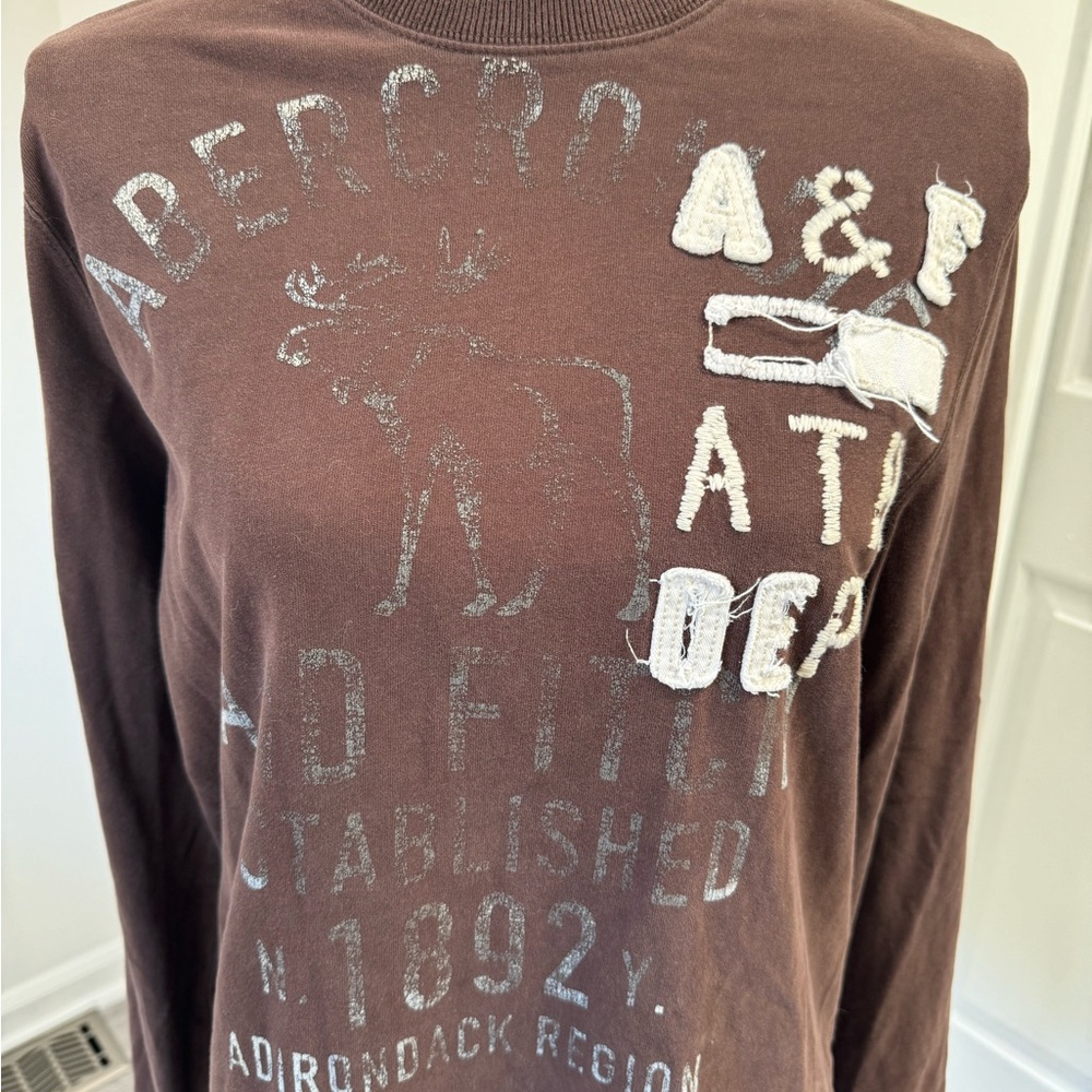 Abercrombie & Fitch Brown Graphic Long Sleeve Shirt - Picture 2 of 4